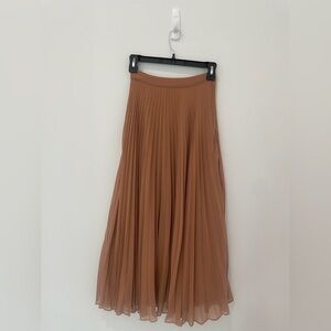 Elegant Brown Pleated Maxi Skirt